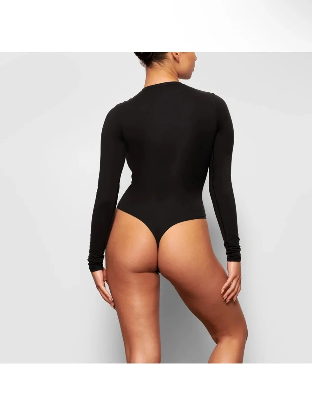 Skims Fits Everybody LONG SLEEVE CREW NECK BODYSUIT in Onyx Black Size XL NEW
